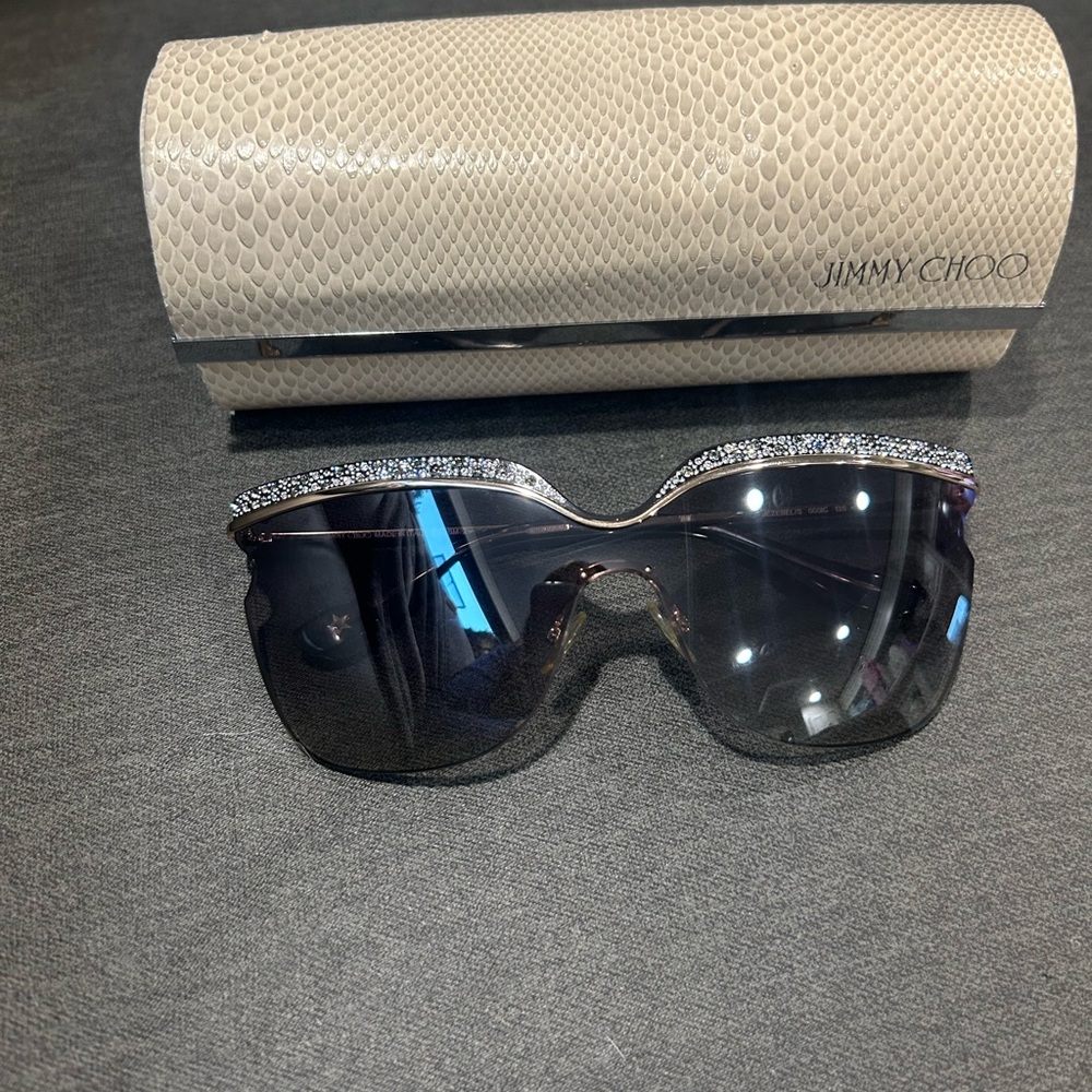 Jimmy Choo Black and Silver Oversized Sunglasses